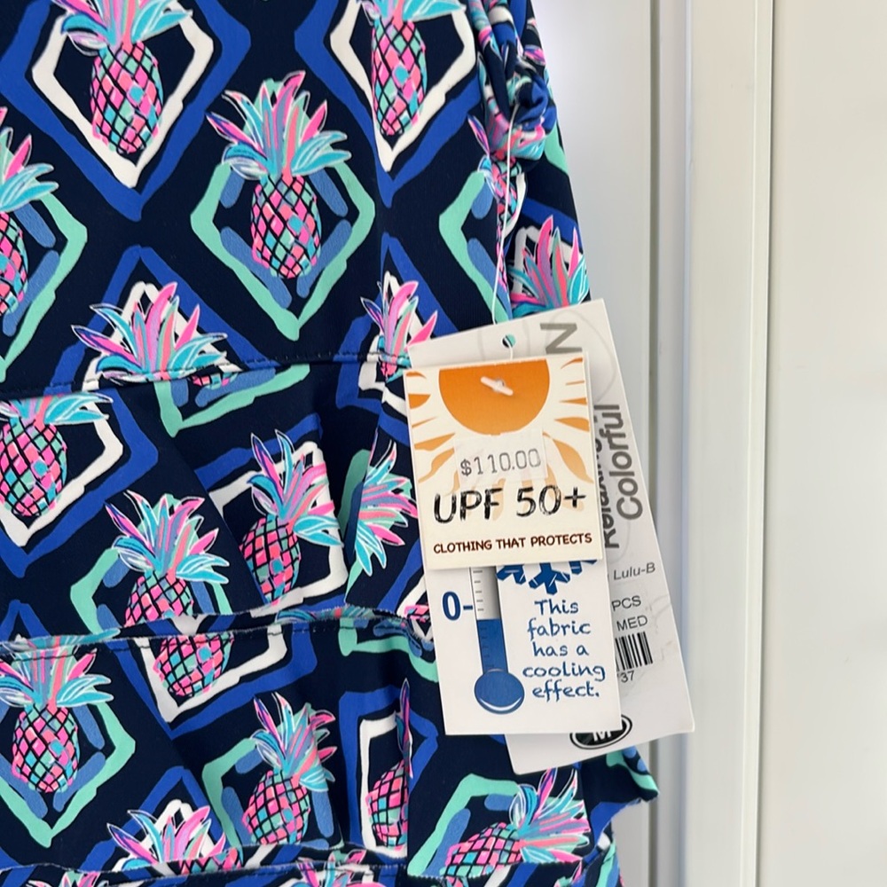 Lulu-B Navy Maxi Dress with Pink and Teal Geometric Print - Picture 3 of 6